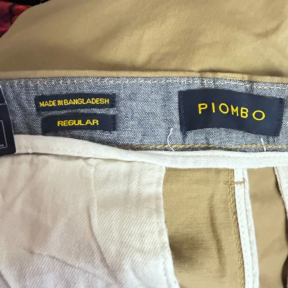 Piombo Italy Men's NWT Toast Tan Stretch Cotton Flat Front Shorts Sz IT 50/US 34